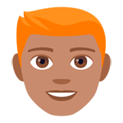 👨🏽‍🦰 Emoji Mann: mittlere Hautfarbe, rotes Haar JoyPixels 4.0.