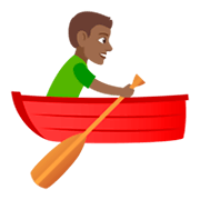 🚣🏾‍♂️ Emoji Hombre Remando En Un Bote: Tono De Piel Oscuro Medio en JoyPixels 4.0.