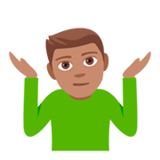 🤷🏽‍♂️ Emoji schulterzuckender Mann: mittlere Hautfarbe JoyPixels 4.0.