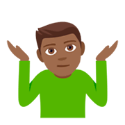 Emoji 🤷🏾‍♂️ Uomo Che Scrolla Le Spalle: Carnagione Abbastanza Scura su JoyPixels 4.0.