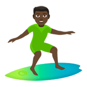 Emoji 🏄🏿‍♂️ Surfista Uomo: Carnagione Scura su JoyPixels 4.0.