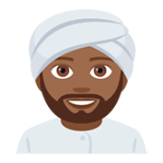 👳🏾‍♂️ Emoji Mann mit Turban: mitteldunkle Hautfarbe JoyPixels 4.0.