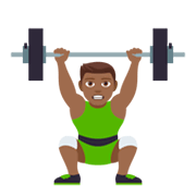 🏋🏾‍♂️ Emoji Homem Levantando Peso: Pele Morena Escura na JoyPixels 4.0.