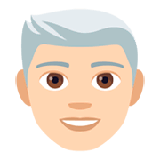 👨🏻‍🦳 Emoji Mann: helle Hautfarbe, weißes Haar JoyPixels 4.0.