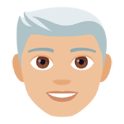 👨🏼‍🦳 Emoji Mann: mittelhelle Hautfarbe, weißes Haar JoyPixels 4.0.