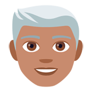 Émoji 👨🏽‍🦳 Homme : Peau Légèrement Mate Et Cheveux Blancs sur JoyPixels 4.0.