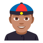 👲🏽 Emoji Hombre Con Gorro Chino: Tono De Piel Medio en JoyPixels 4.0.