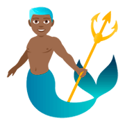 🧜🏾‍♂️ Emoji Sirena Hombre: Tono De Piel Oscuro Medio en JoyPixels 4.0.