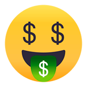 🤑 Emoji Gesicht mit Dollarzeichen JoyPixels 4.0.