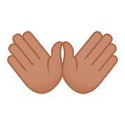 👐🏽 Emoji Manos Abiertas: Tono De Piel Medio en JoyPixels 4.0.