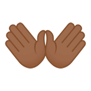 👐🏾 Emoji Mãos Abertas: Pele Morena Escura na JoyPixels 4.0.