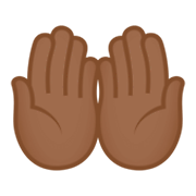 🤲🏾 Emoji Palmas Hacia Arriba Juntas: Tono De Piel Oscuro Medio en JoyPixels 4.0.