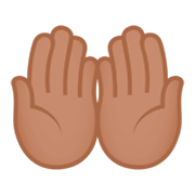 🤲🏽 Emoji Palmas Hacia Arriba Juntas: Tono De Piel Medio en JoyPixels 4.0.