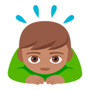 🙇🏽 Emoji Pessoa Fazendo Reverência: Pele Morena na JoyPixels 4.0.