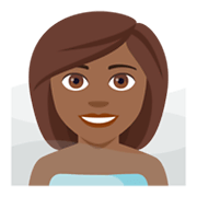 🧖🏾 Emoji Person in Dampfsauna: mitteldunkle Hautfarbe JoyPixels 4.0.