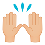 🙌🏼 Emoji zwei erhobene Handflächen: mittelhelle Hautfarbe JoyPixels 4.0.