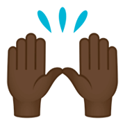 🙌🏿 Emoji Manos Levantadas Celebrando: Tono De Piel Oscuro en JoyPixels 4.0.