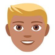 Émoji 👱🏽 Personne Blonde : Peau Légèrement Mate sur JoyPixels 4.0.