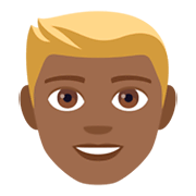 👱🏾 Emoji Persona Adulta Rubia: Tono De Piel Oscuro Medio en JoyPixels 4.0.