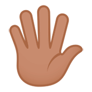 🖐🏽 Emoji Hand mit gespreizten Fingern: mittlere Hautfarbe JoyPixels 4.0.