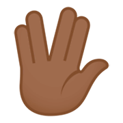 🖖🏾 Emoji vulkanischer Gruß: mitteldunkle Hautfarbe JoyPixels 4.0.