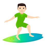 🏄🏻 Emoji Surfer(in): helle Hautfarbe JoyPixels 4.0.