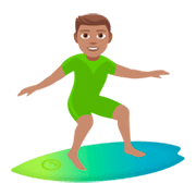 Emoji 🏄🏽 Persona Che Fa Surf: Carnagione Olivastra su JoyPixels 4.0.