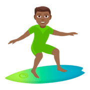 🏄🏾 Emoji Persona Haciendo Surf: Tono De Piel Oscuro Medio en JoyPixels 4.0.