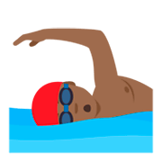 🏊🏾 Emoji Persona Nadando: Tono De Piel Oscuro Medio en JoyPixels 4.0.