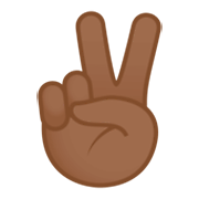 ✌🏾 Emoji Mano Con Señal De Victoria: Tono De Piel Oscuro Medio en JoyPixels 4.0.