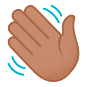 👋🏽 Emoji Mão Acenando: Pele Morena na JoyPixels 4.0.