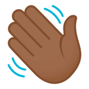 👋🏾 Emoji winkende Hand: mitteldunkle Hautfarbe JoyPixels 4.0.