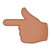 👈🏽 Emoji nach links weisender Zeigefinger: mittlere Hautfarbe JoyPixels 4.0.
