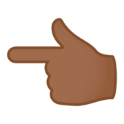 👈🏾 Emoji Dorso Da Mão Com Dedo Indicador Apontando Para A Esquerda: Pele Morena Escura na JoyPixels 4.0.