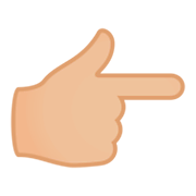 👉🏼 Emoji nach rechts weisender Zeigefinger: mittelhelle Hautfarbe JoyPixels 4.0.