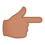 👉🏽 Emoji nach rechts weisender Zeigefinger: mittlere Hautfarbe JoyPixels 4.0.