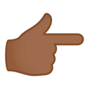 👉🏾 Emoji nach rechts weisender Zeigefinger: mitteldunkle Hautfarbe JoyPixels 4.0.