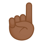 ☝🏾 Emoji Indicador Apontando Para Cima: Pele Morena Escura na JoyPixels 4.0.