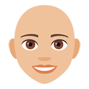 👩🏼‍🦲 Emoji Mujer: Tono De Piel Claro Medio Y Sin Pelo en JoyPixels 4.0.