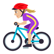 🚴🏼‍♀️ Emoji Radfahrerin: mittelhelle Hautfarbe JoyPixels 4.0.