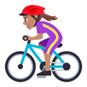 Emoji 🚴🏽‍♀️ Ciclista Donna: Carnagione Olivastra su JoyPixels 4.0.