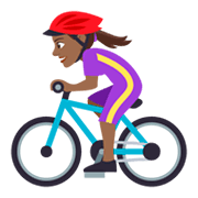 🚴🏾‍♀️ Emoji Mujer En Bicicleta: Tono De Piel Oscuro Medio en JoyPixels 4.0.