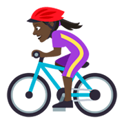 🚴🏿‍♀️ Emoji Mujer En Bicicleta: Tono De Piel Oscuro en JoyPixels 4.0.