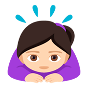 🙇🏻‍♀️ Emoji Mulher Fazendo Reverência: Pele Clara na JoyPixels 4.0.