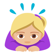 🙇🏼‍♀️ Emoji Mulher Fazendo Reverência: Pele Morena Clara na JoyPixels 4.0.