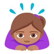Emoji 🙇🏽‍♀️ Donna Che Fa Inchino Profondo: Carnagione Olivastra su JoyPixels 4.0.