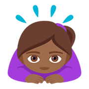 🙇🏾‍♀️ Emoji Mujer Haciendo Una Reverencia: Tono De Piel Oscuro Medio en JoyPixels 4.0.
