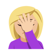 🤦🏼‍♀️ Emoji Mujer Con La Mano En La Frente: Tono De Piel Claro Medio en JoyPixels 4.0.