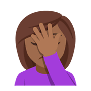 Emoji 🤦🏾‍♀️ Donna Esasperata: Carnagione Abbastanza Scura su JoyPixels 4.0.