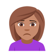 🙍🏽‍♀️ Emoji Mulher Franzindo A Sobrancelha: Pele Morena na JoyPixels 4.0.